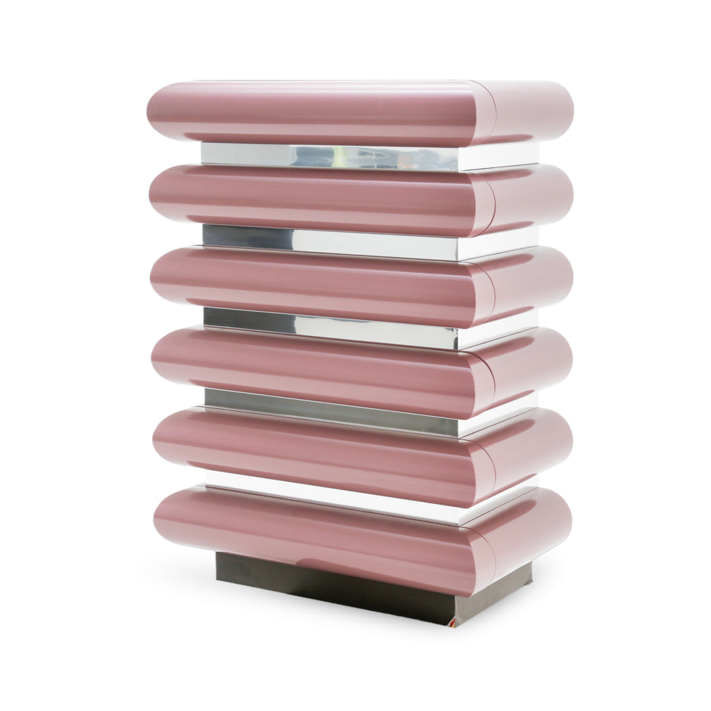 Plum Lacquer Ribbed Tall Boy Dresser