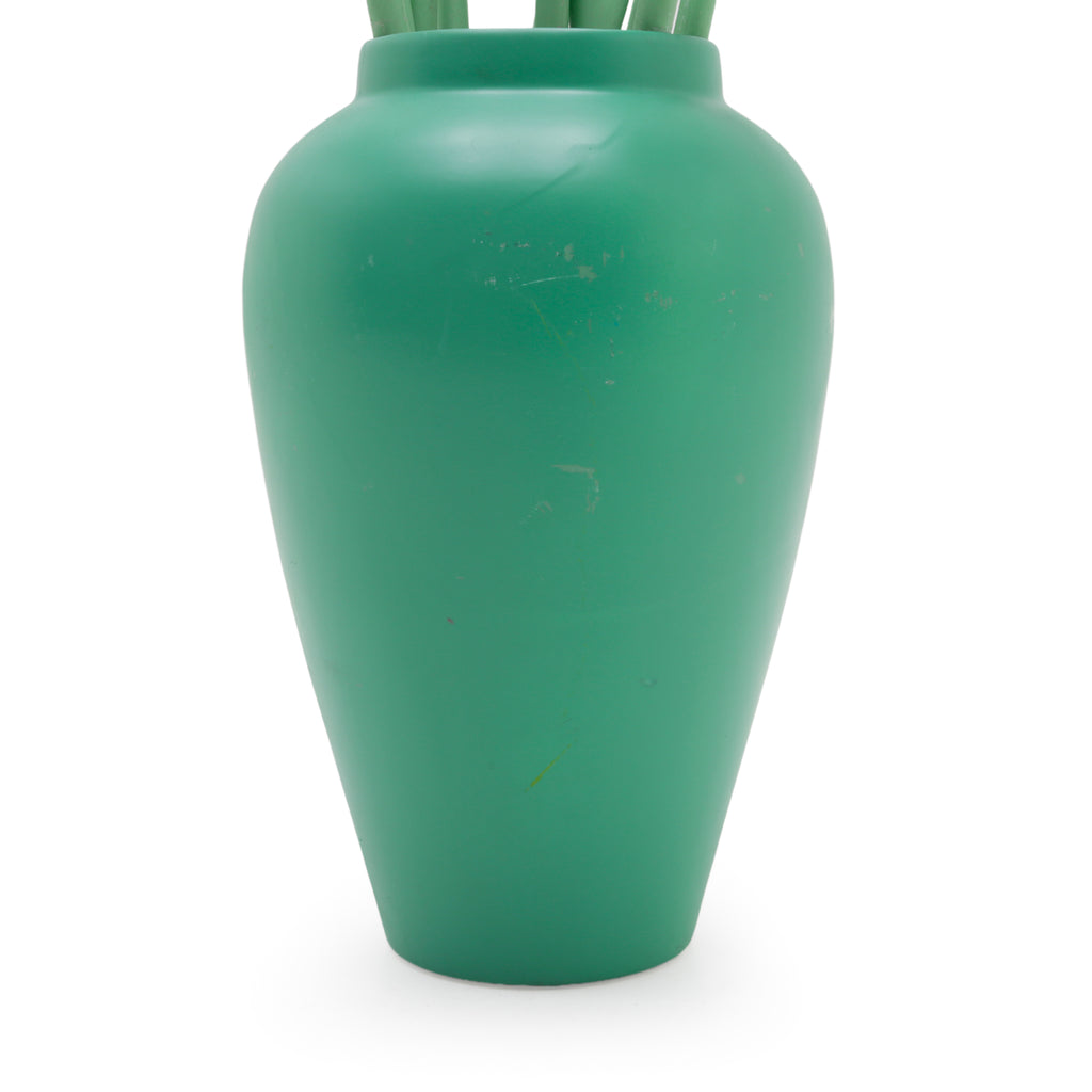 Teal Decorative Vase with Fake Flower