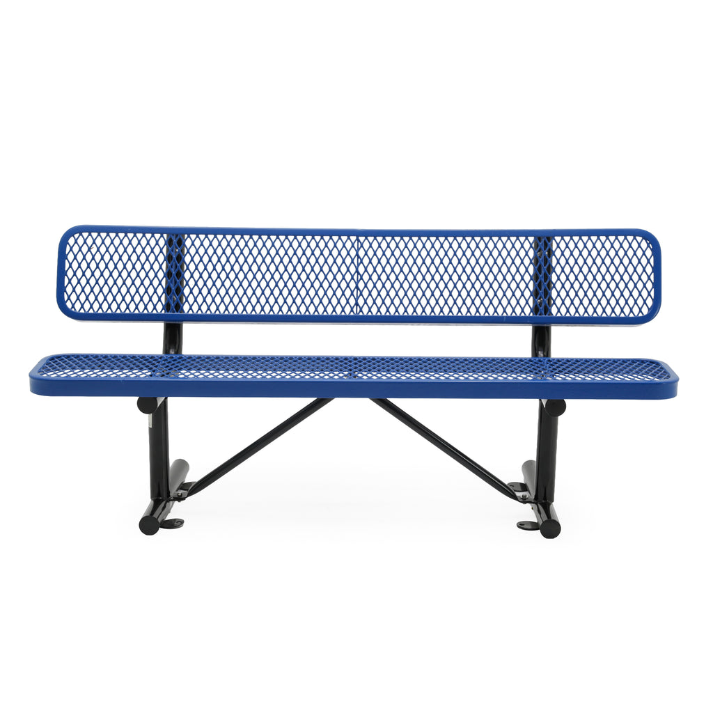 Blue Perforated Outdoor Bench