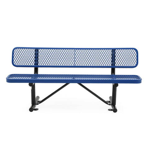 Blue Perforated Outdoor Bench
