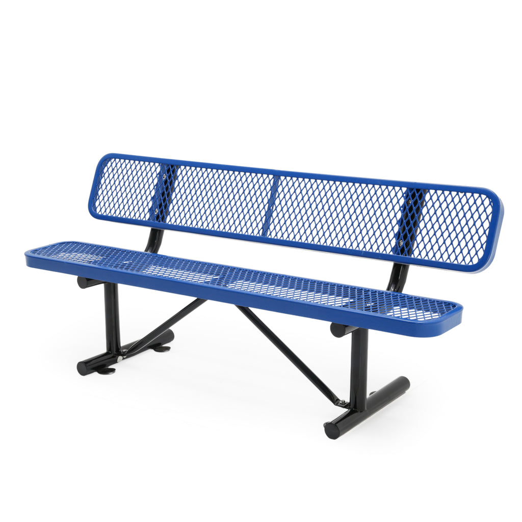 Blue Perforated Outdoor Bench