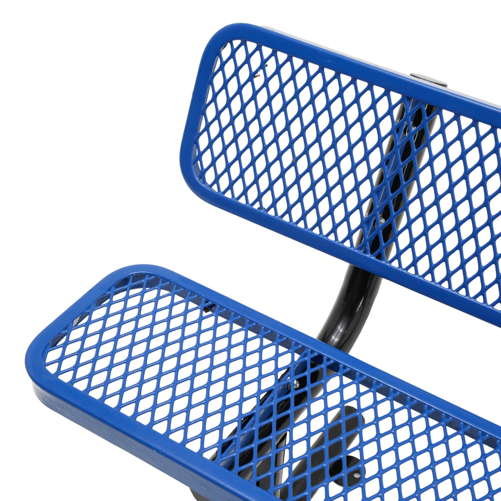 Blue Perforated Outdoor Bench