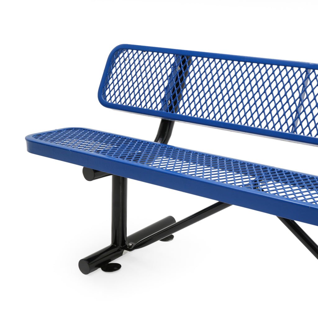 Blue Perforated Outdoor Bench