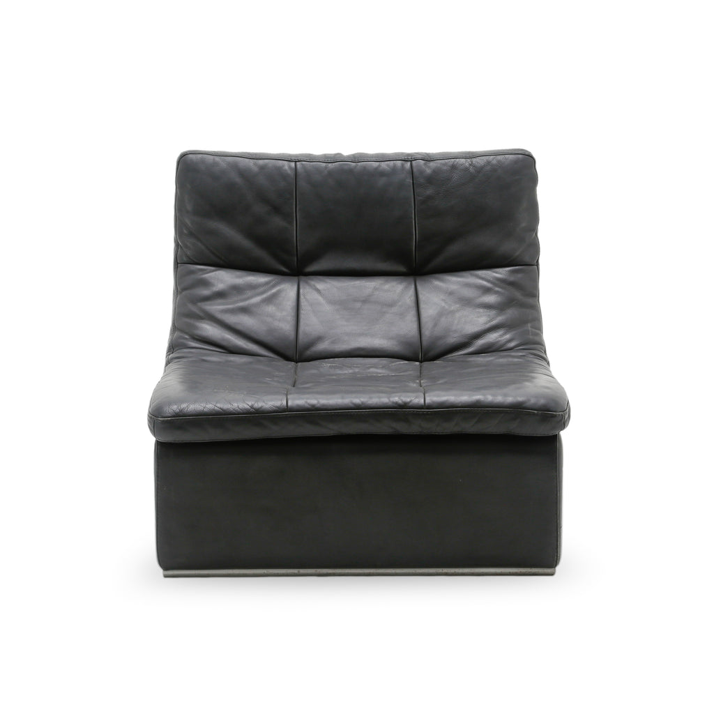 Black Leather Armless Slipper Chair