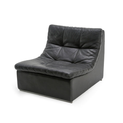 Black Leather Armless Slipper Chair