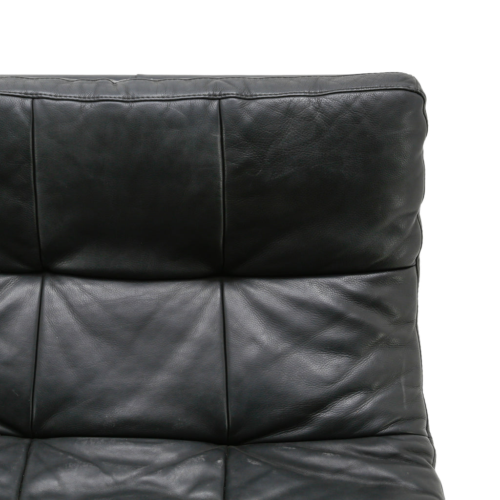 Black Leather Armless Slipper Chair