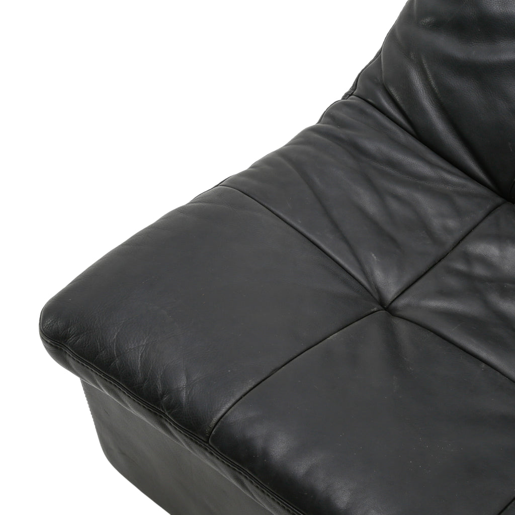 Black Leather Armless Slipper Chair