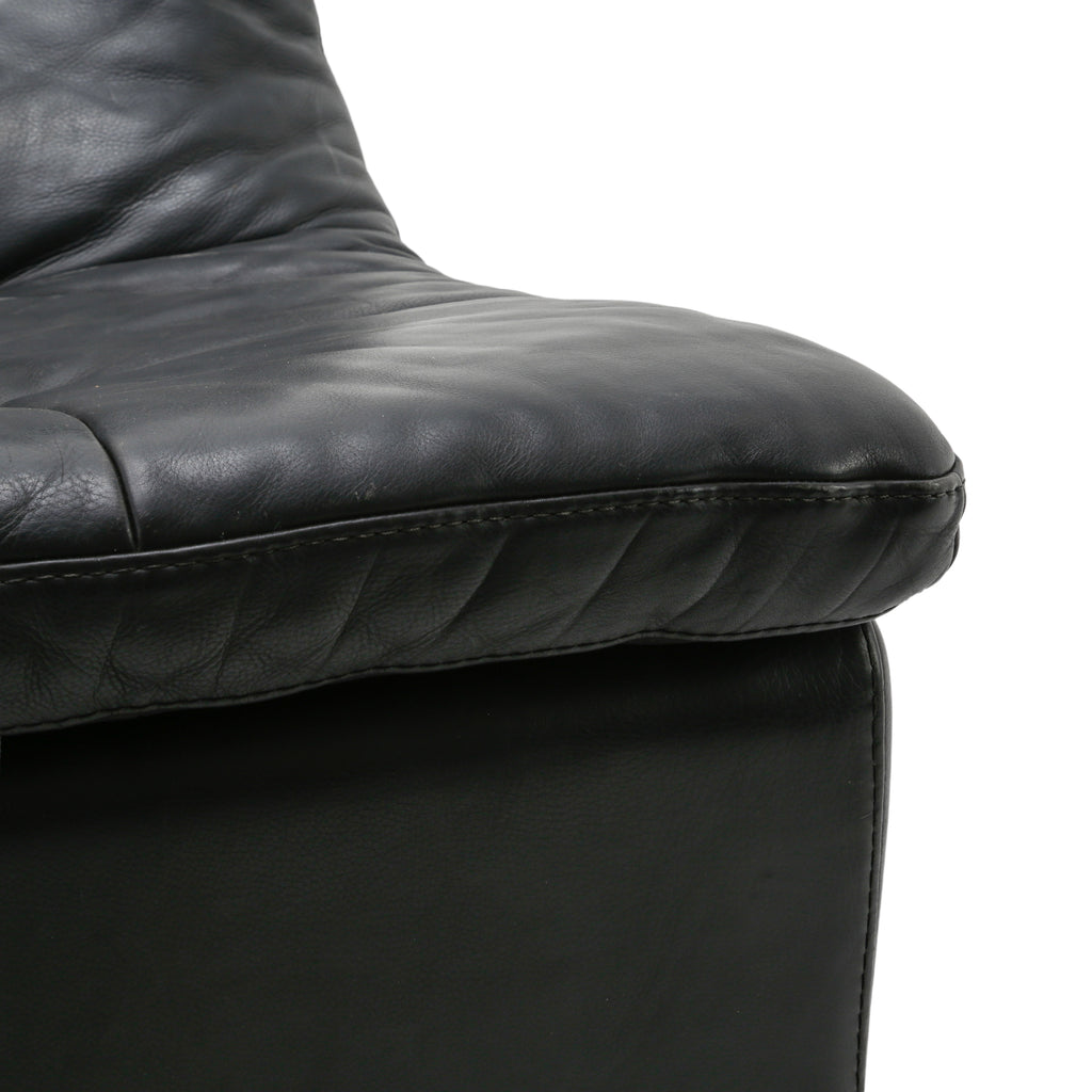 Black Leather Armless Slipper Chair