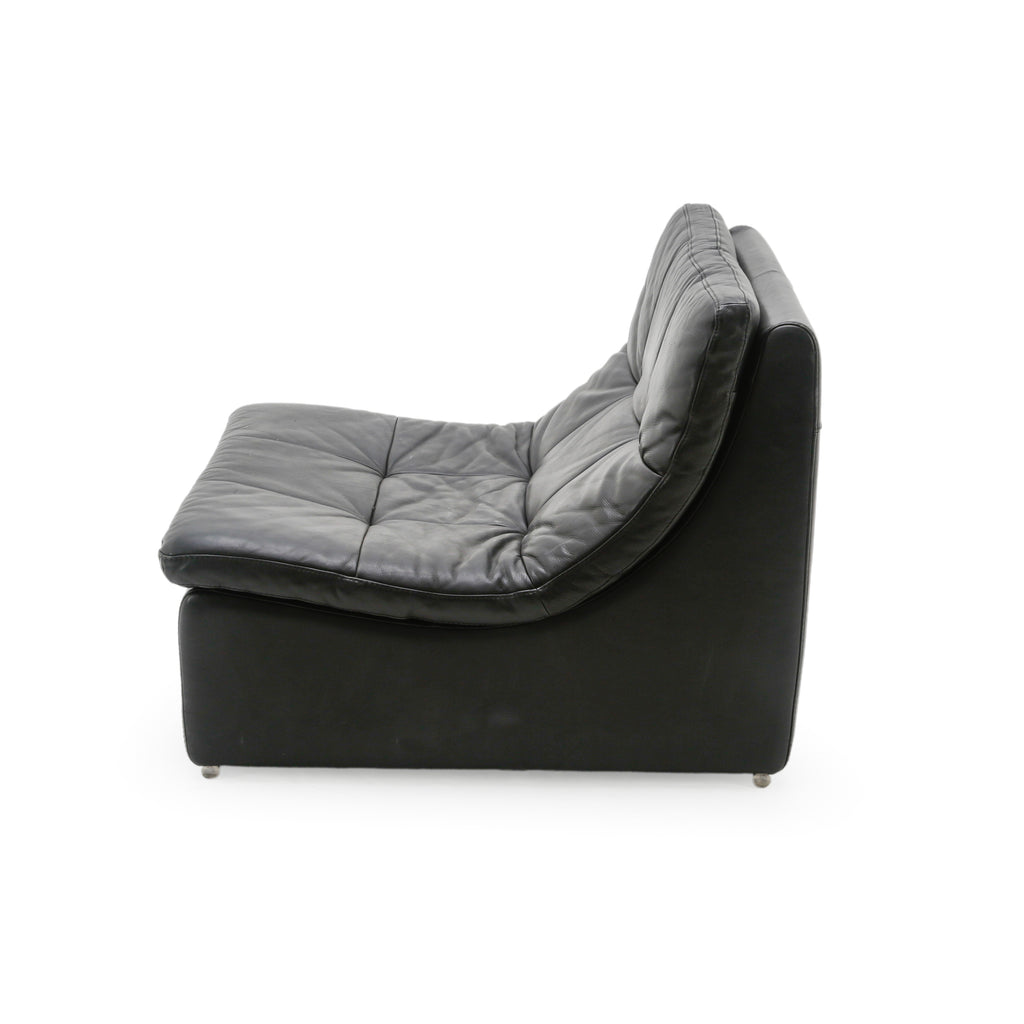 Black Leather Armless Slipper Chair