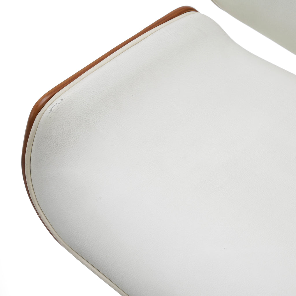Cream Leather and Walnut Adjustable Bar Stool