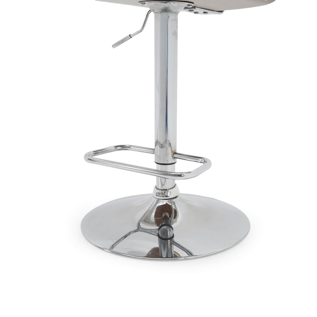 Cream Leather and Walnut Adjustable Bar Stool
