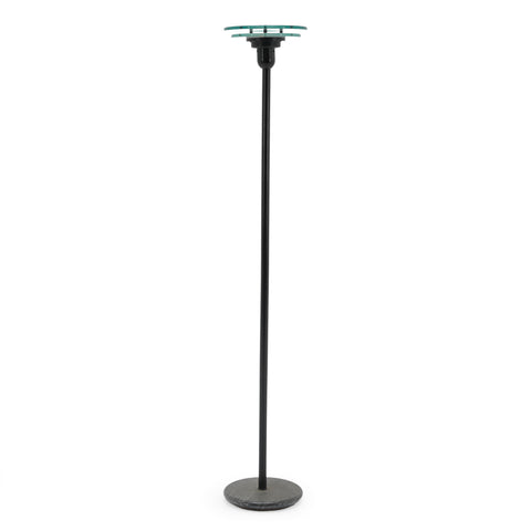 Black Metal & Gray Marble Floor Lamp