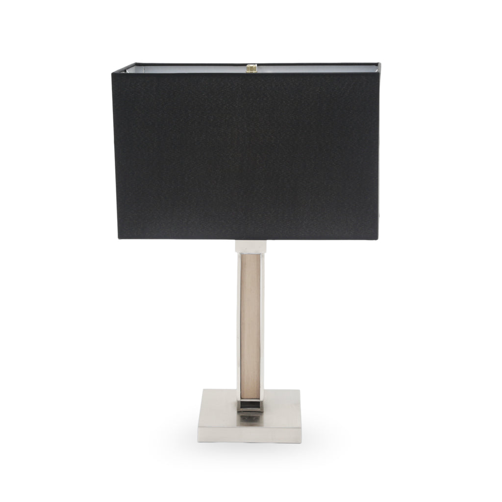 Silver Base Table Lamp with Wood Accent