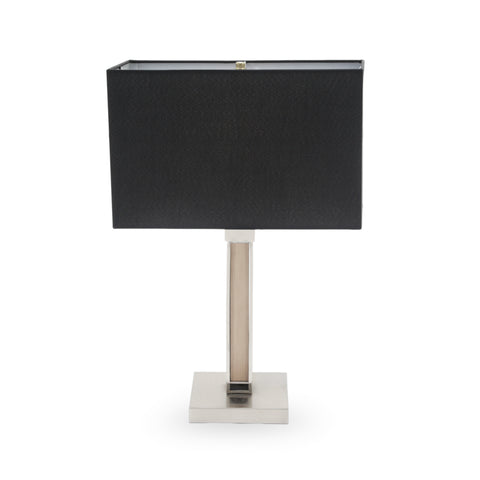 Silver Base Table Lamp with Wood Accent