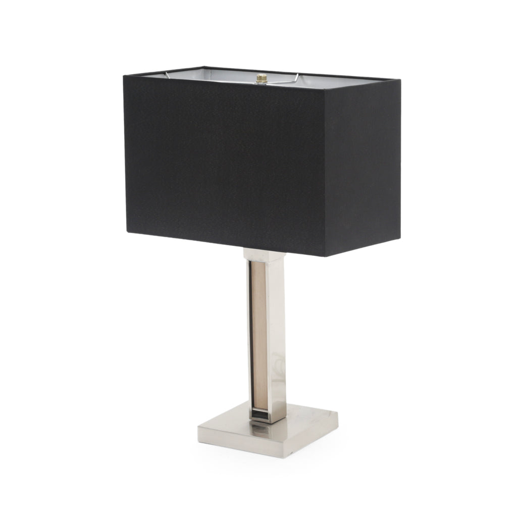 Silver Base Table Lamp with Wood Accent