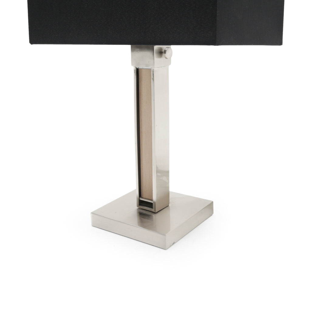Silver Base Table Lamp with Wood Accent