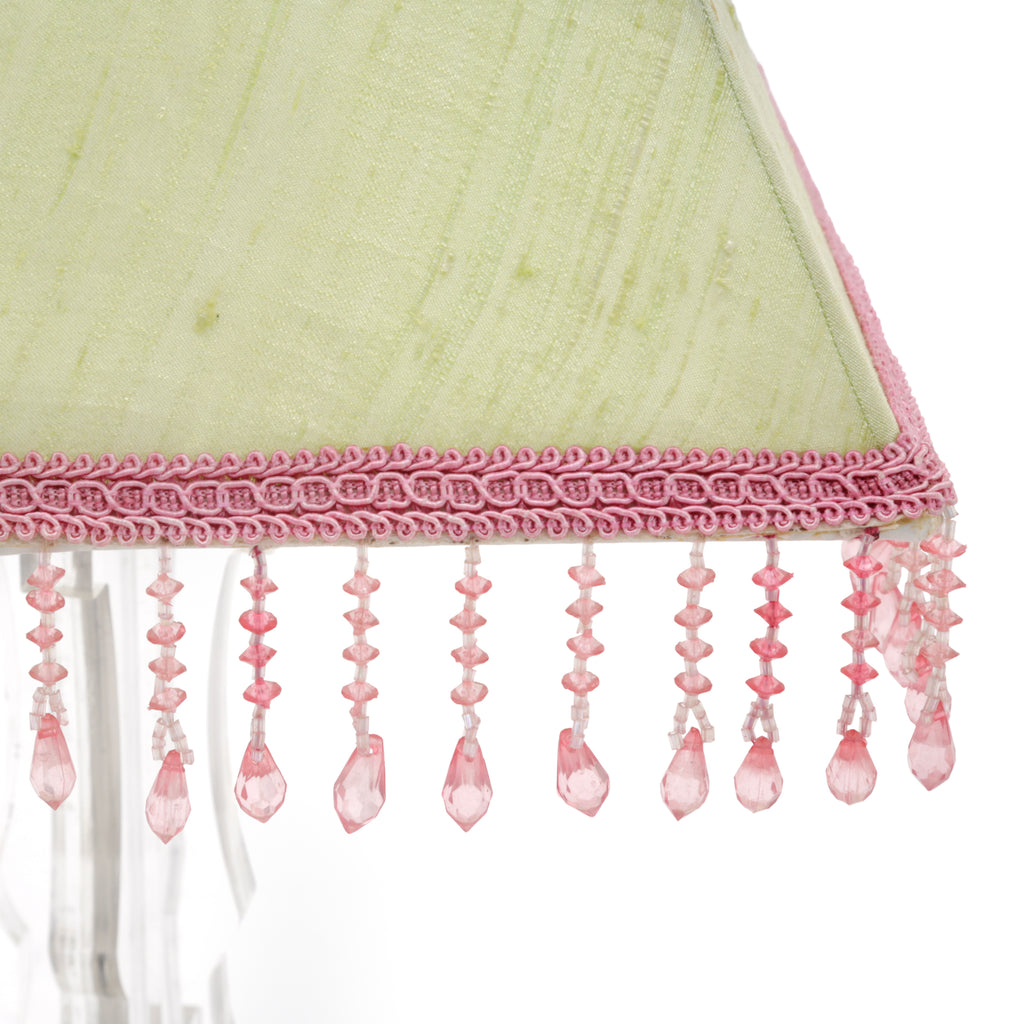 Chartreuse Fabric and Pink Acrylic Table Lamp