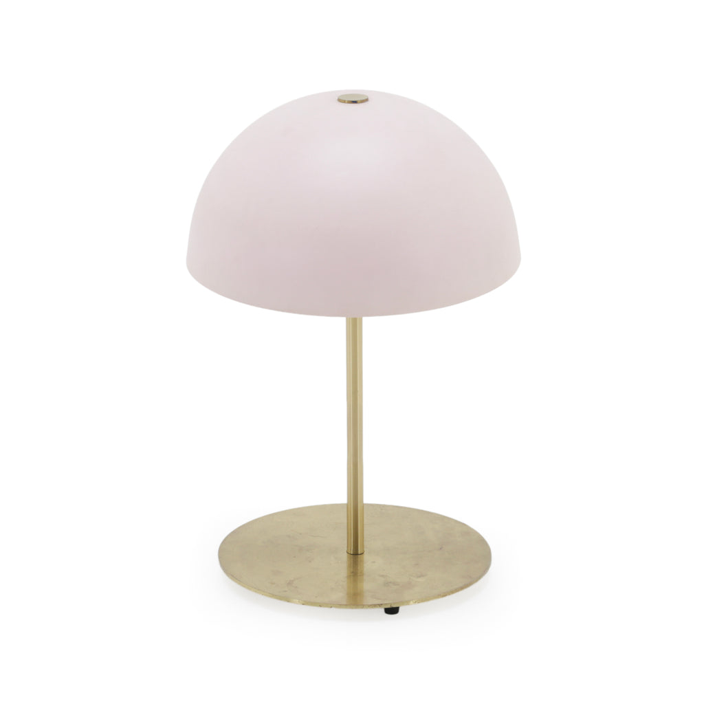 White Dome Metal Table Lamp with Brass Base