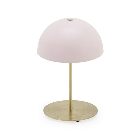 White Dome Metal Table Lamp with Brass Base