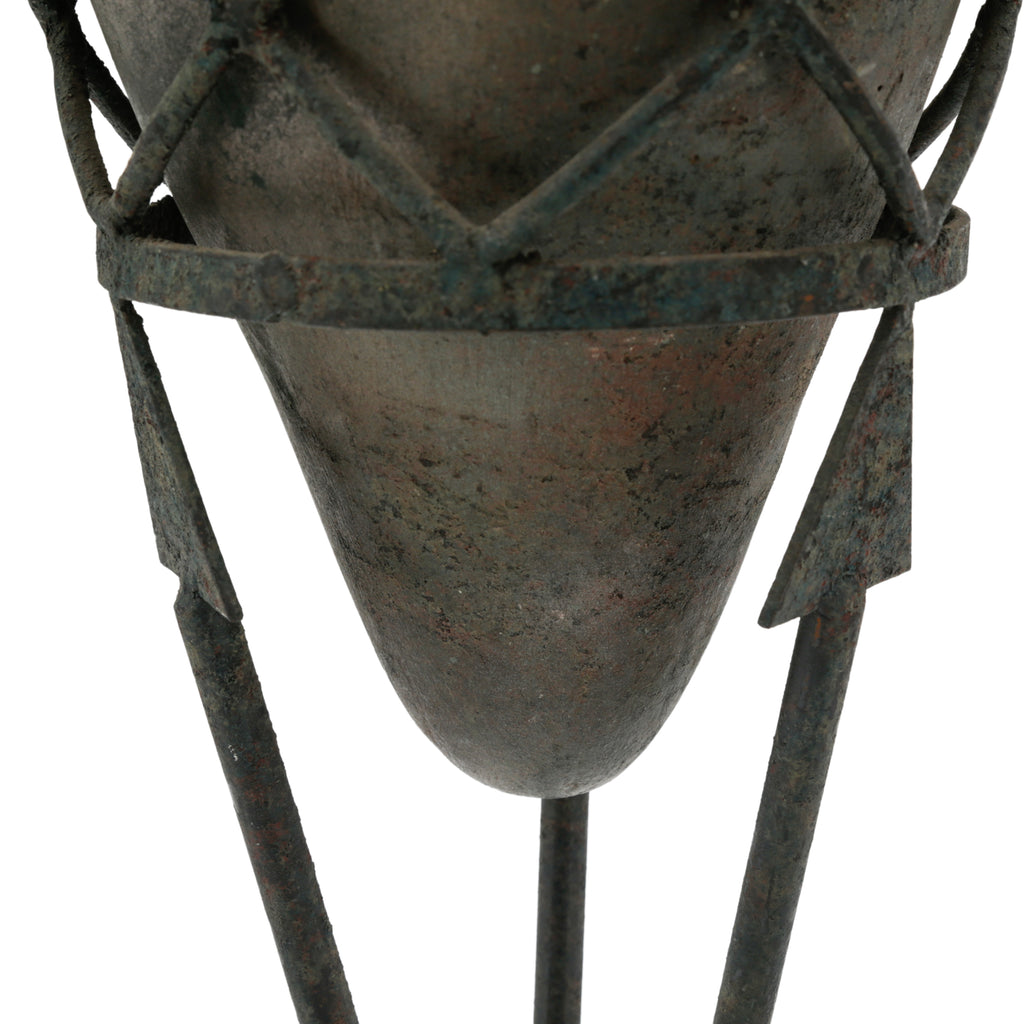 Pair of Distressed Iron Arrow Design Decorative Planter Stands