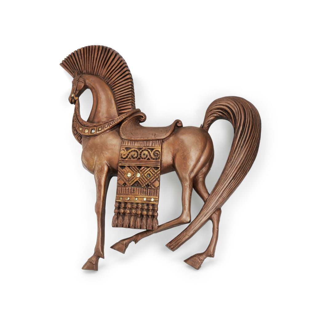 Brown Vintage Horse Wall Sculpture