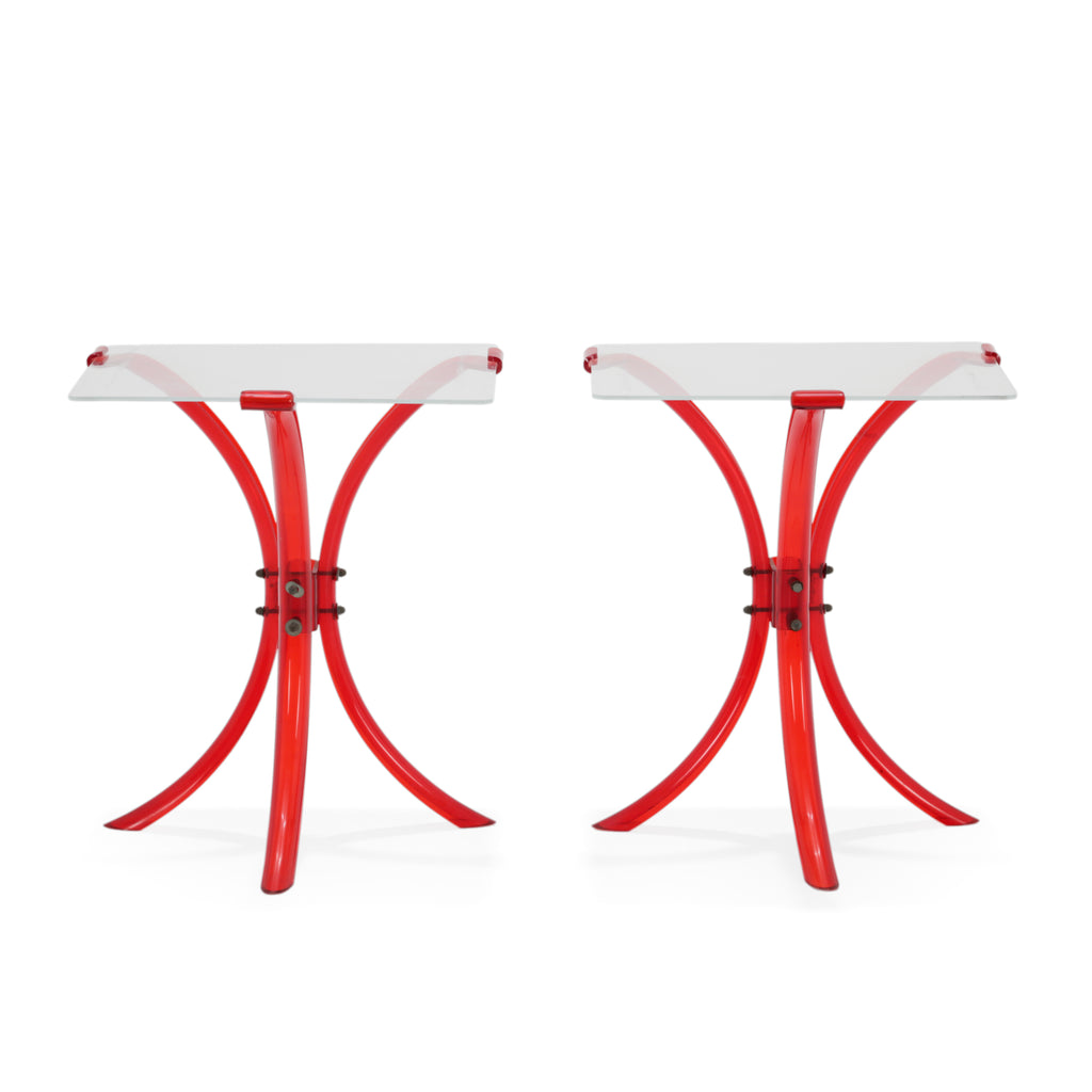 Ruby Red Lucite & Acrylic Side Table