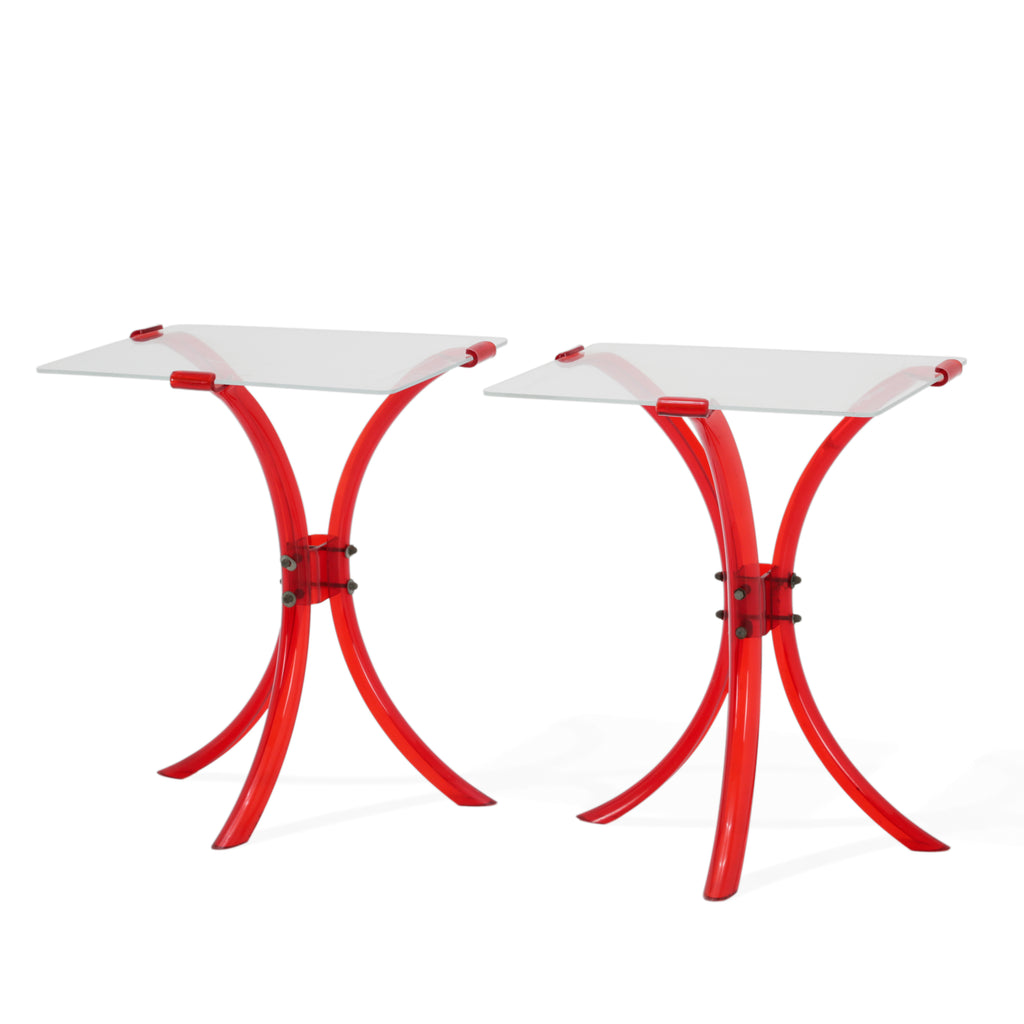 Ruby Red Lucite & Acrylic Side Table