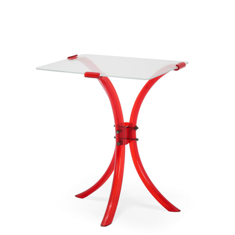 Ruby Red Lucite & Acrylic Side Table