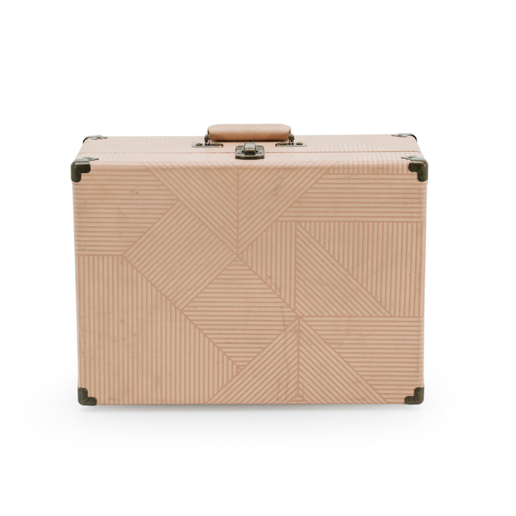 Beige Geometric Pattern Portable Suitcase Record Player