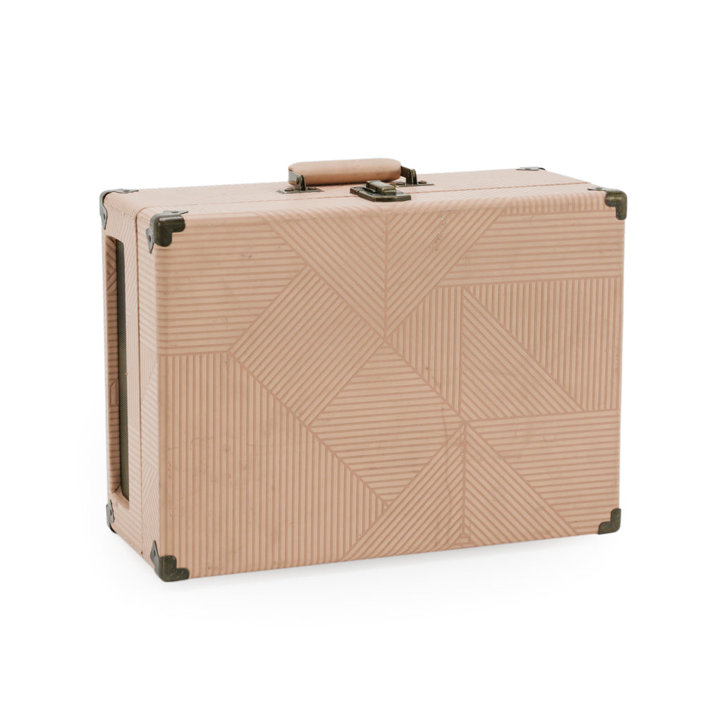 Beige Geometric Pattern Portable Suitcase Record Player