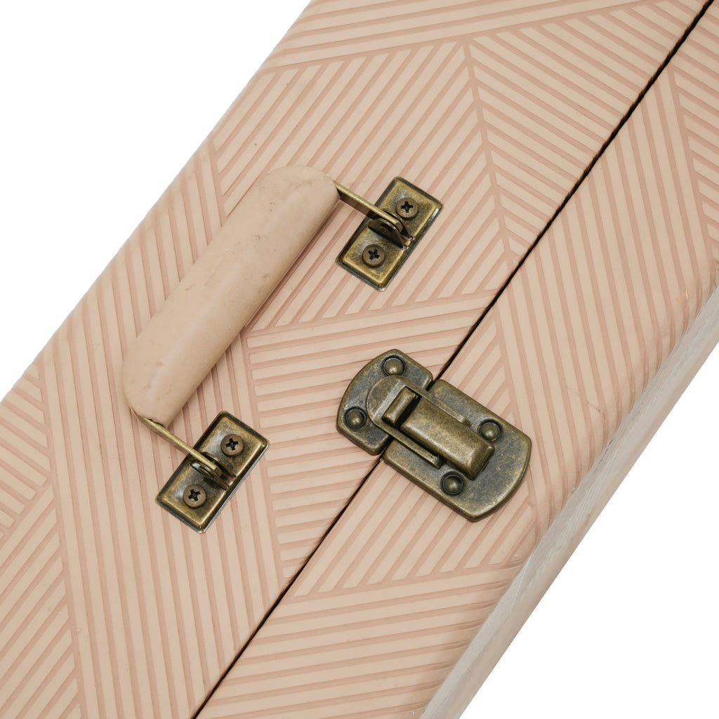 Beige Geometric Pattern Portable Suitcase Record Player