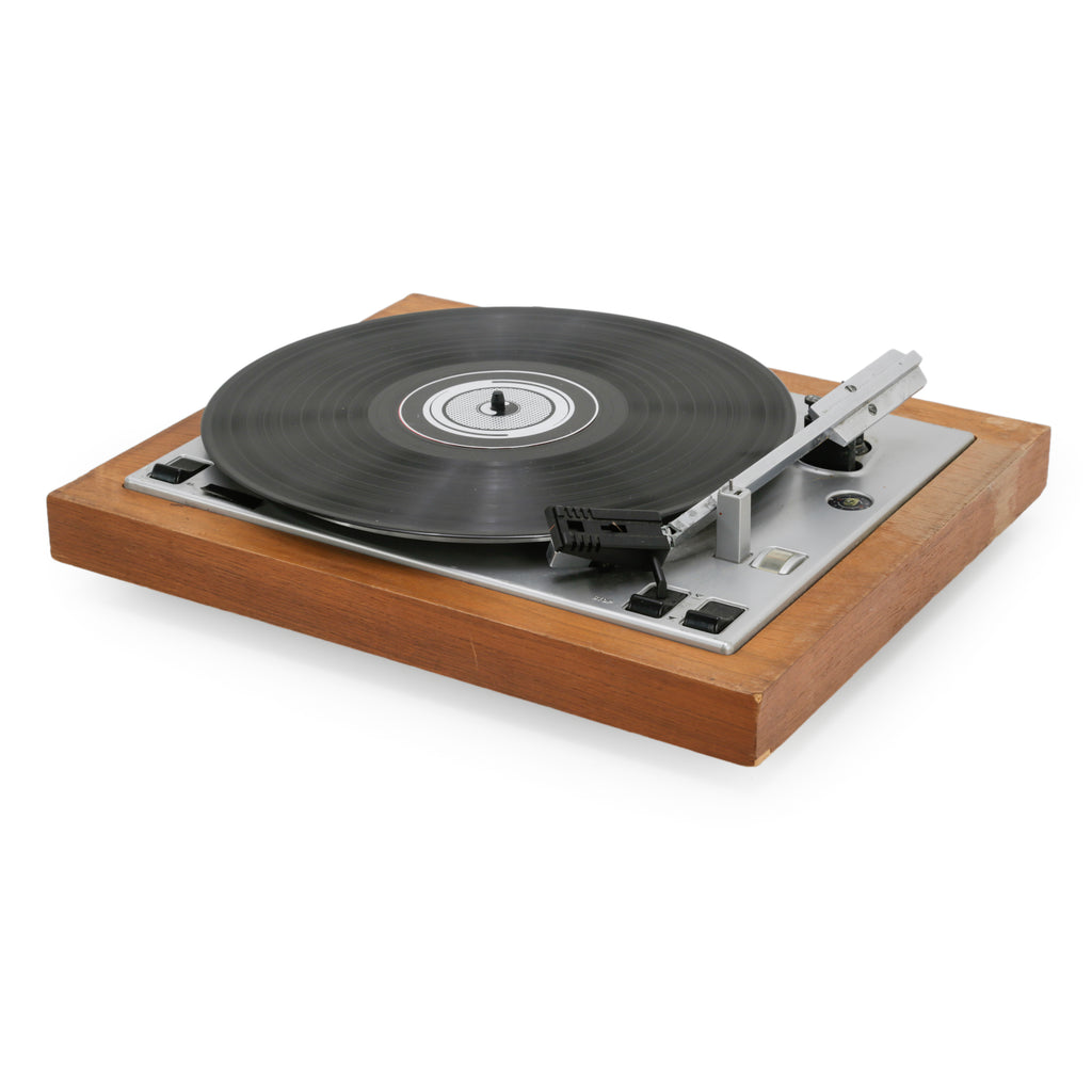 Vintage Wood Base Turntable with Vinyl Record