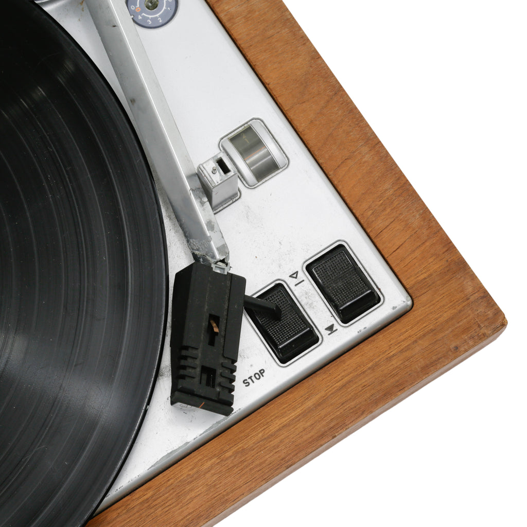 Vintage Wood Base Turntable with Vinyl Record