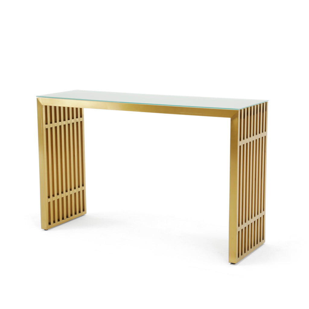 Gold Console Table w/ Removable Glass Top