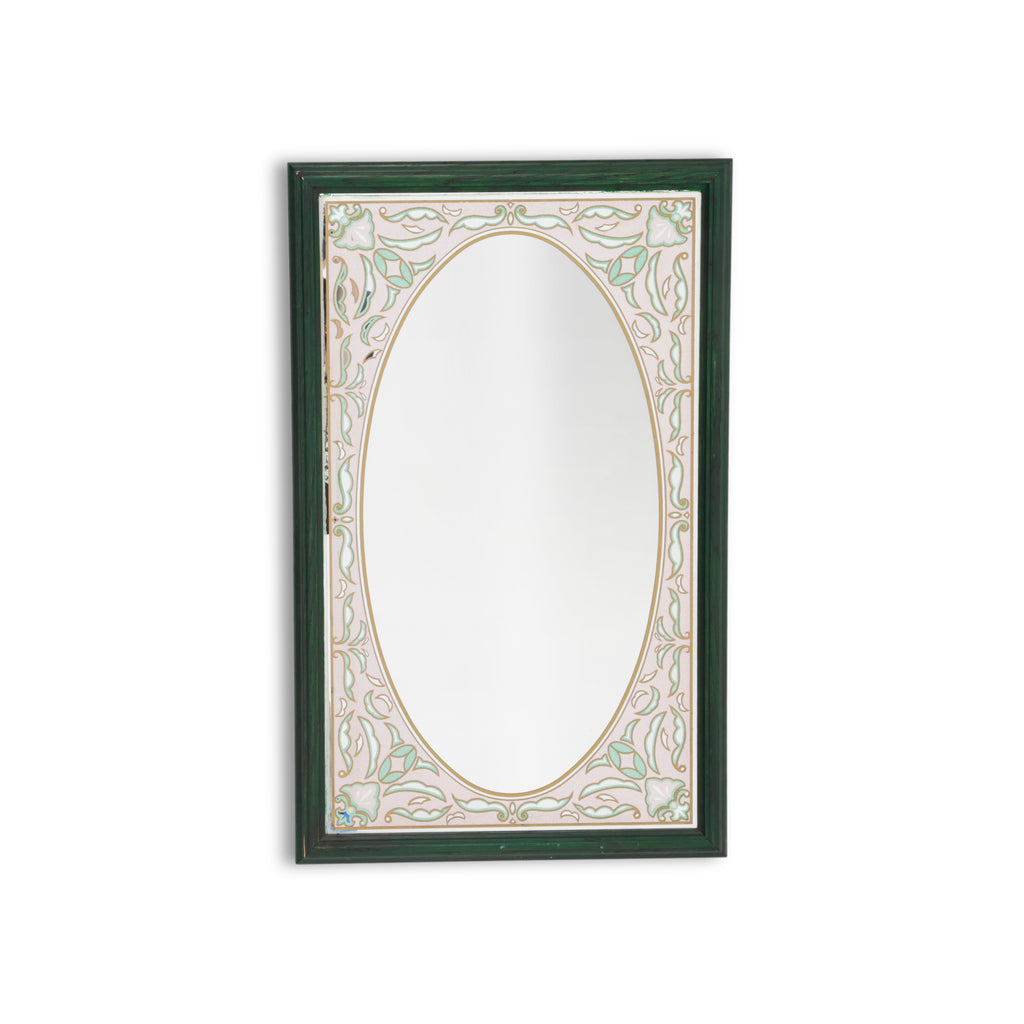 Green Framed Rectangular Wall Mirror
