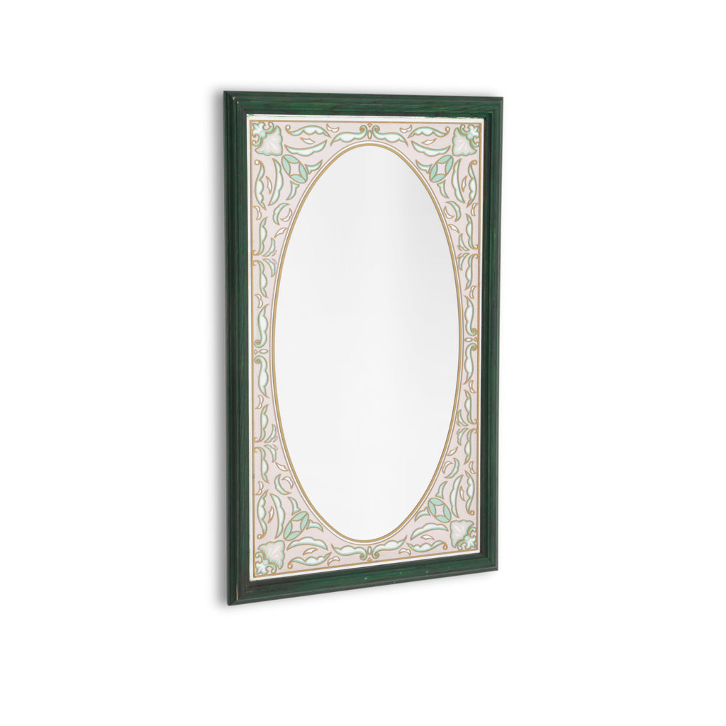 Green Framed Rectangular Wall Mirror