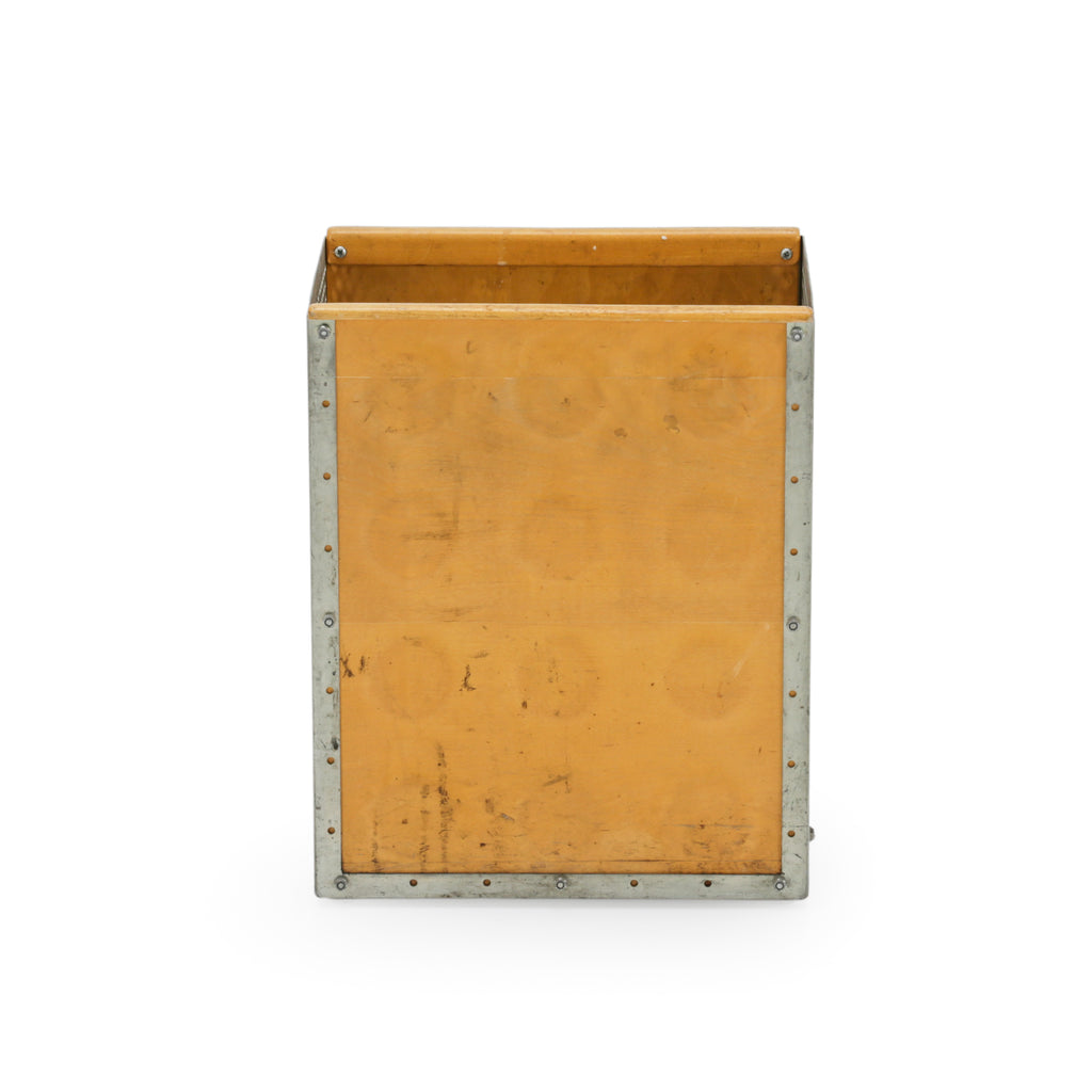 Vintage Industrial Perforated Metal and Wood Storage Box