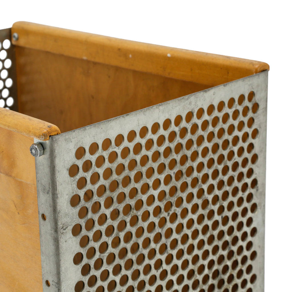 Vintage Industrial Perforated Metal and Wood Storage Box