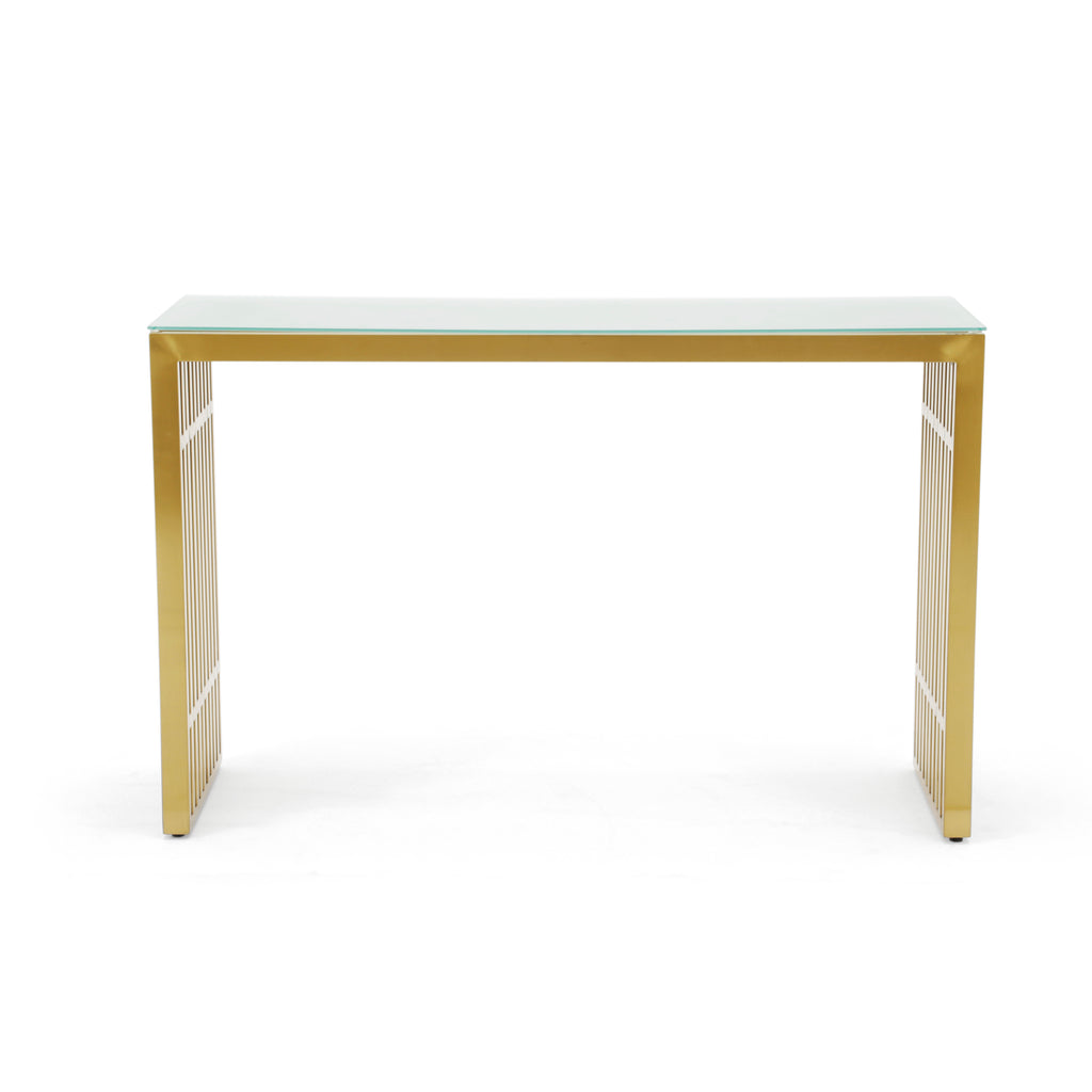Gold Console Table w/ Removable Glass Top