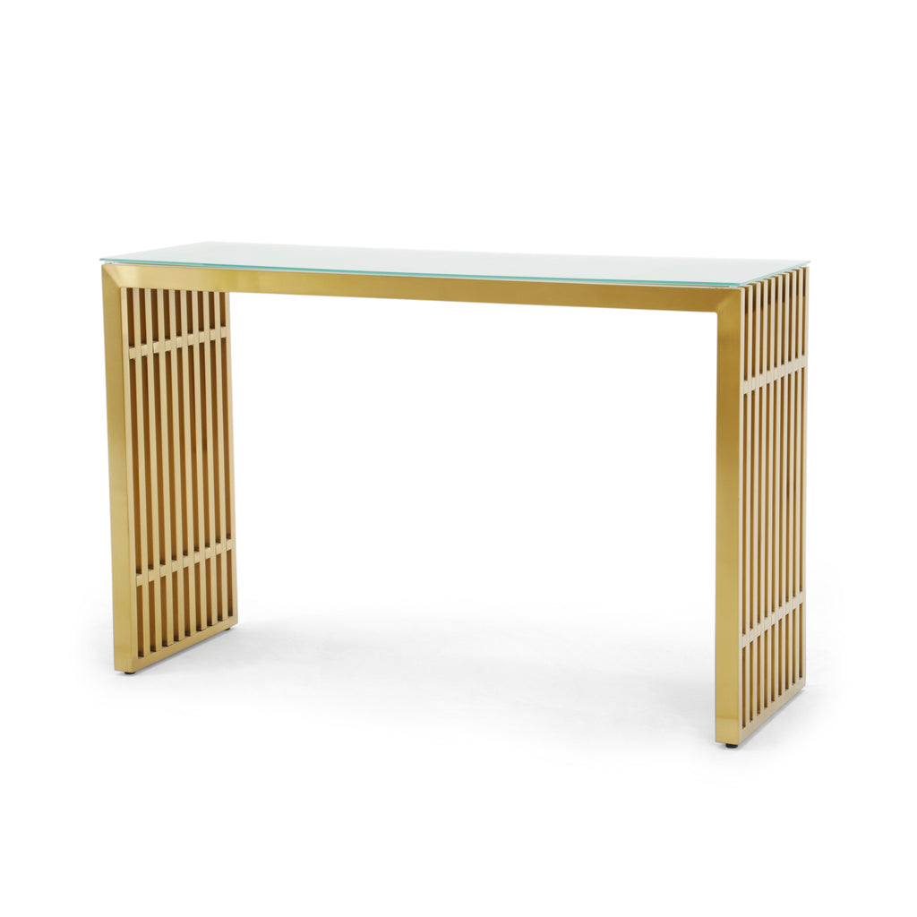 Gold Console Table w/ Removable Glass Top