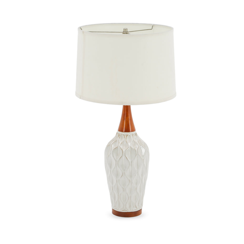 Cream Ceramic & Wood Table Lamp