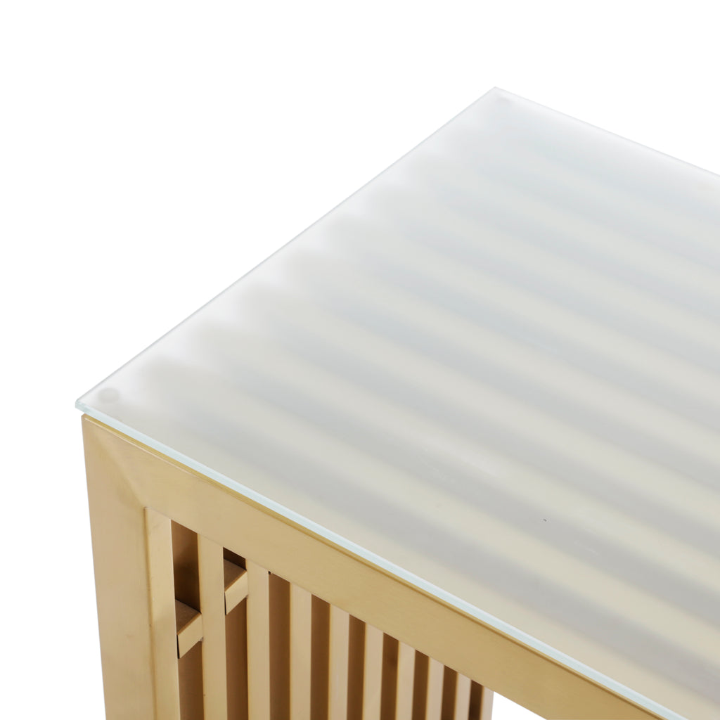 Gold Console Table w/ Removable Glass Top