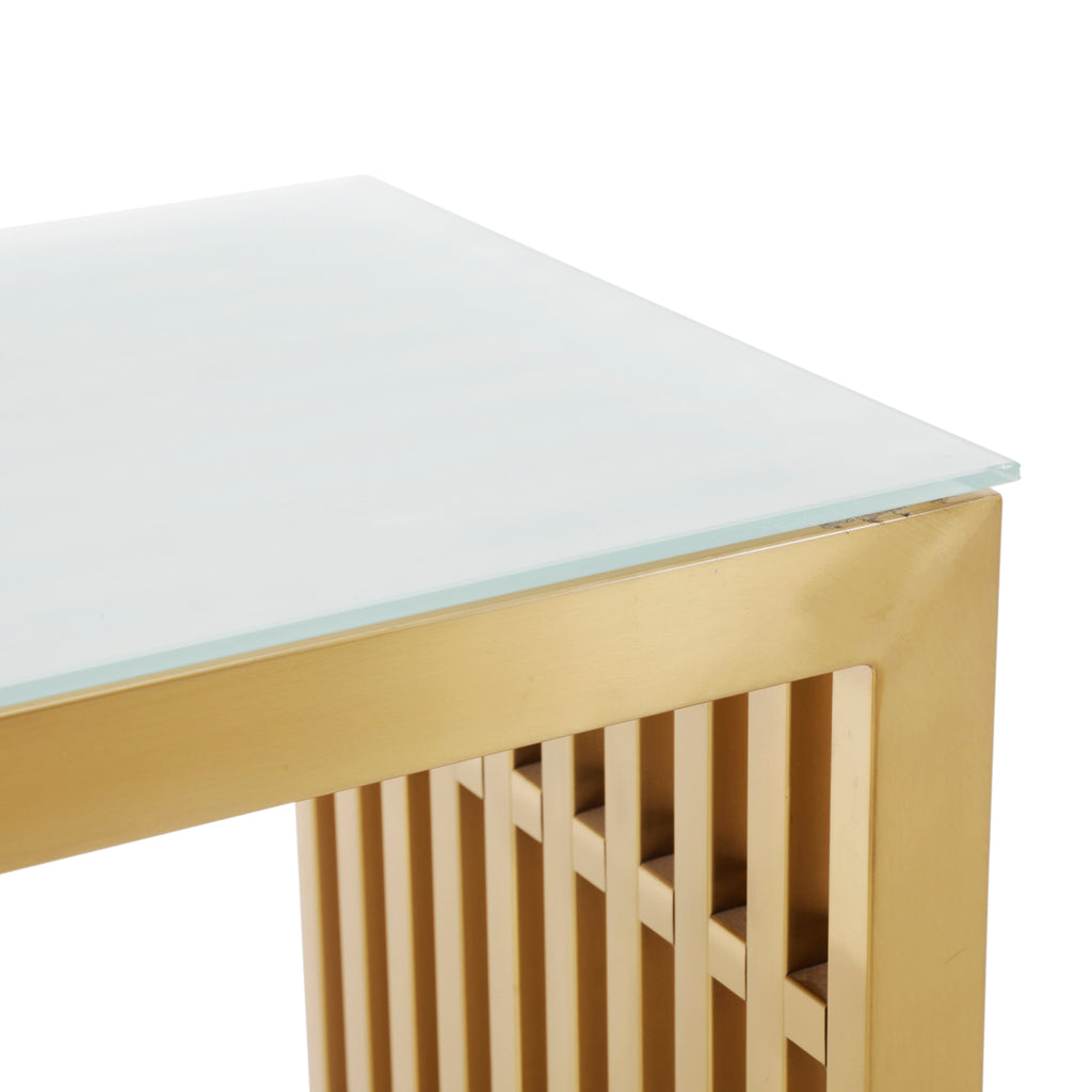 Gold Console Table w/ Removable Glass Top