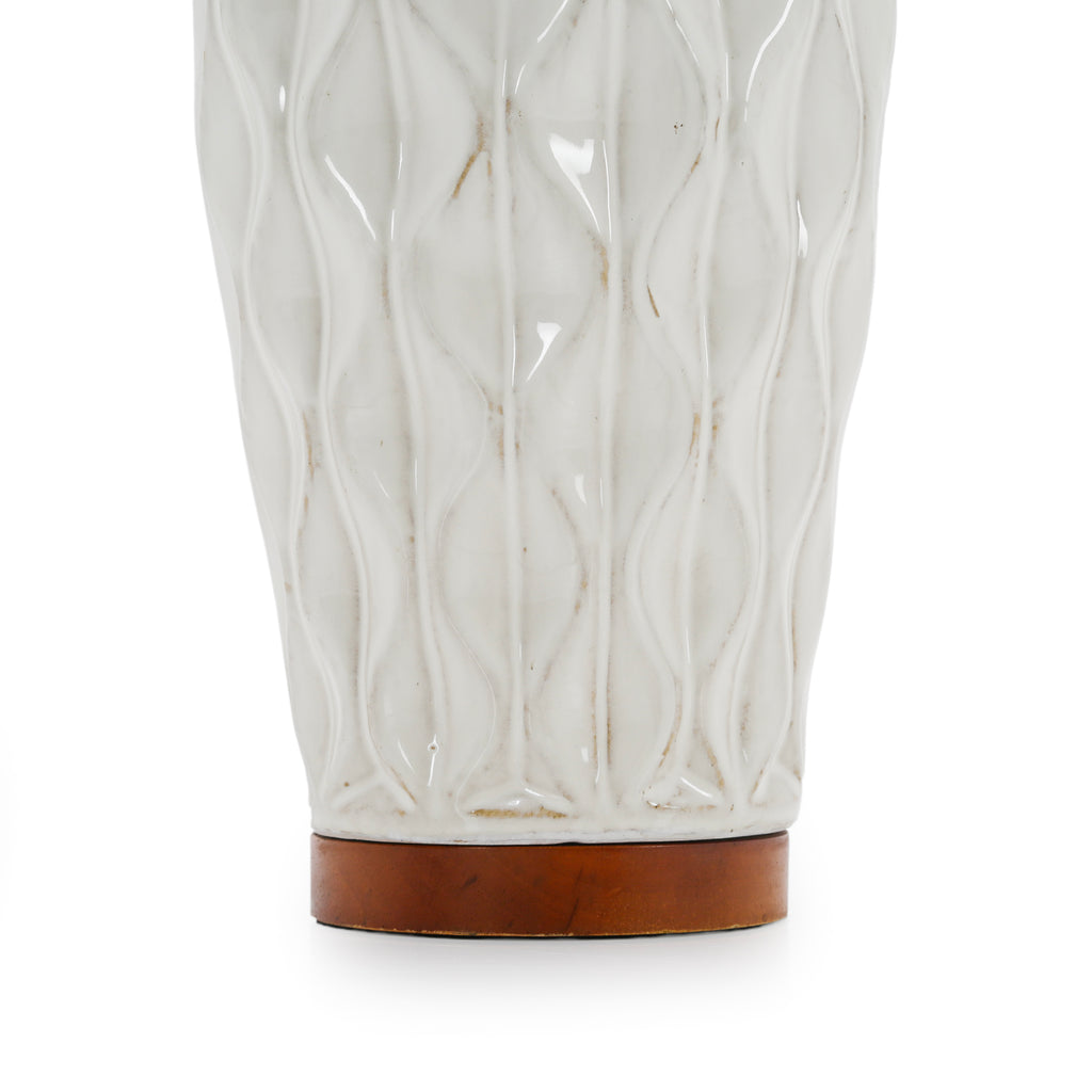 Cream Ceramic & Wood Table Lamp