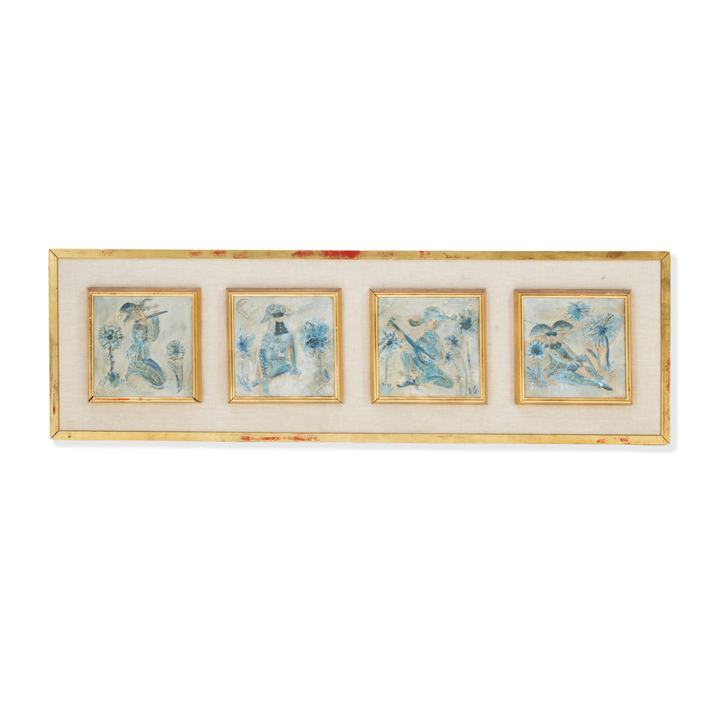 Distressed Gold Framed Jester Art