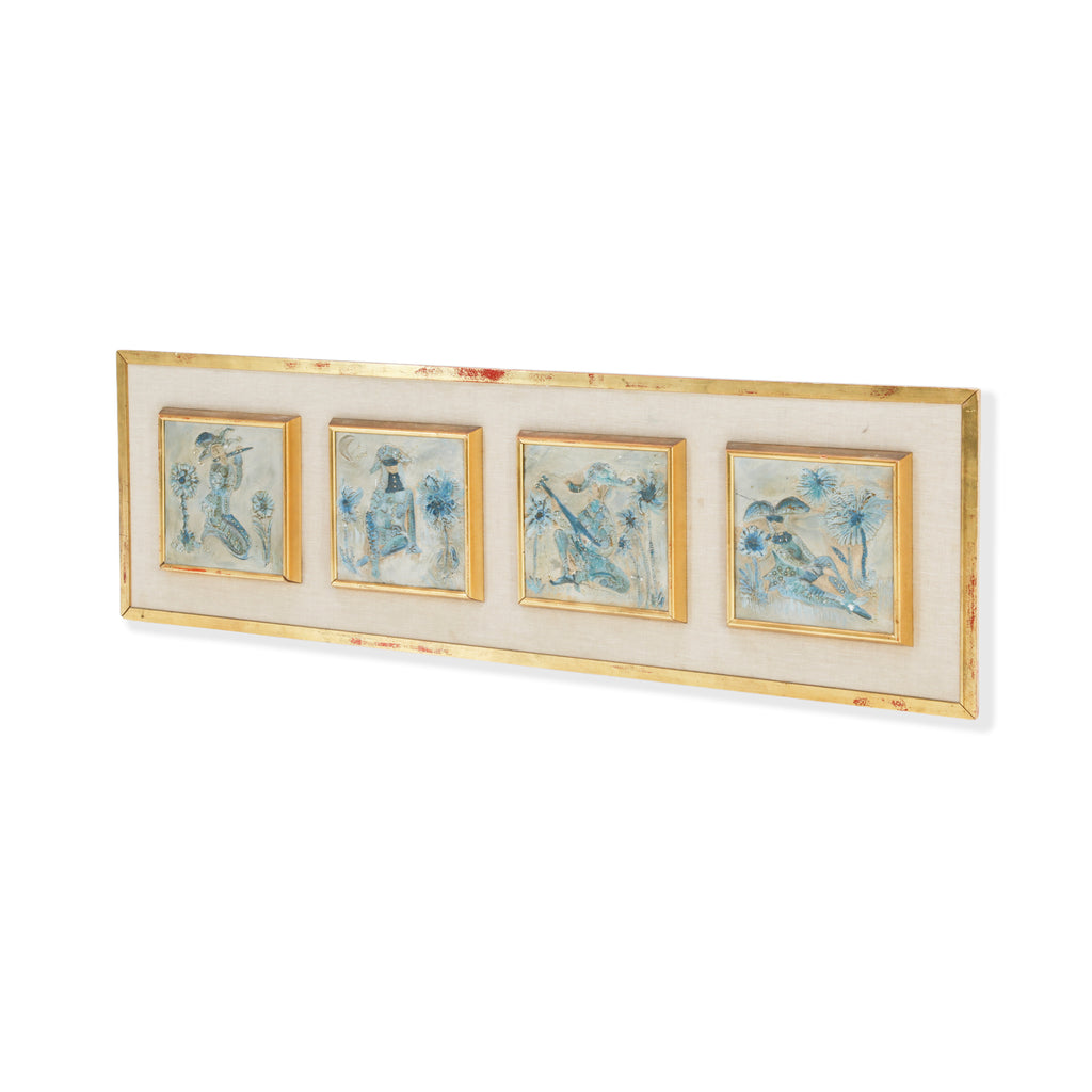 Distressed Gold Framed Jester Art