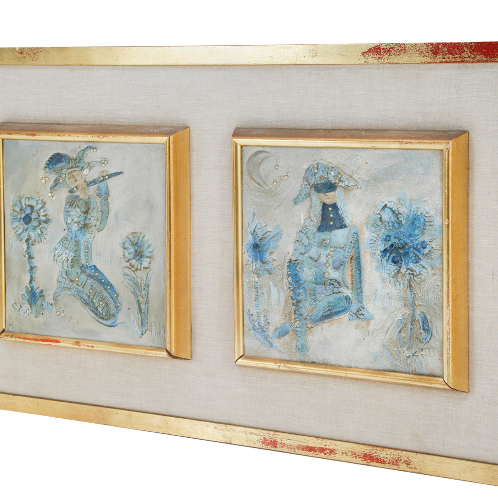 Distressed Gold Framed Jester Art