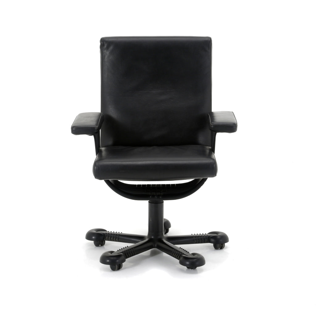 Black Leather Rolling Desk Chair