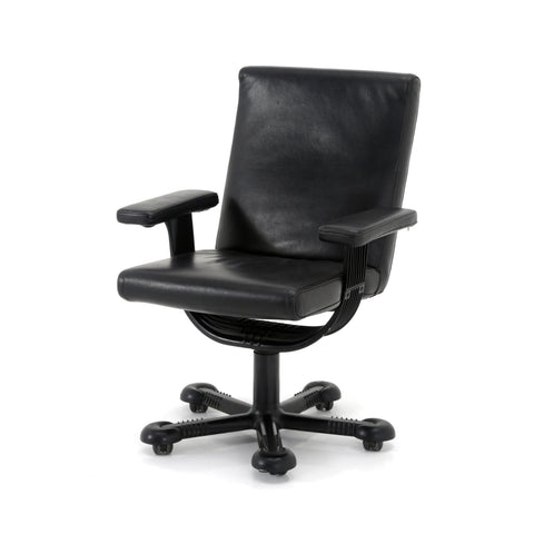 Black Leather Rolling Desk Chair
