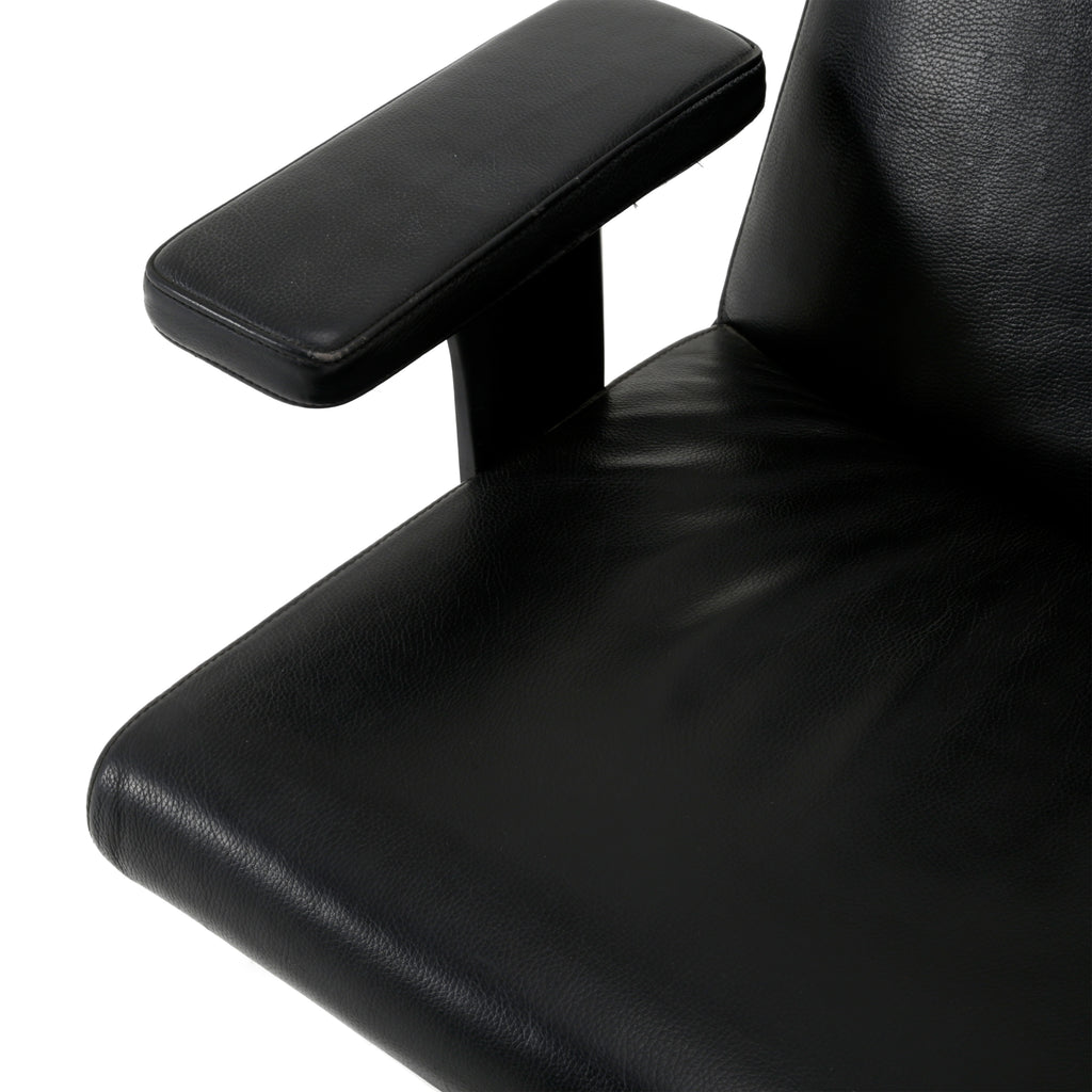 Black Leather Rolling Desk Chair